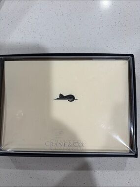 Crane & Co. Cream Cat Notecard Set - Elegant Home Office Stationery